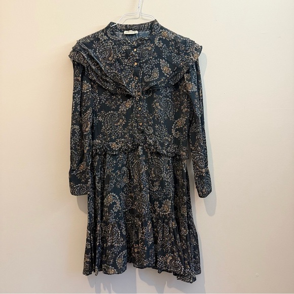 NICHOLAS  Paisley Elsie Dress Black Floral Ruffle Short Mini Dress Large 12 1861 - Picture 11 of 11